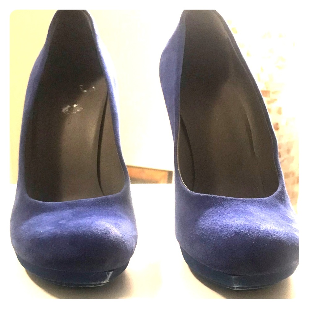 Blue suede Balenciaga Platform Pumps